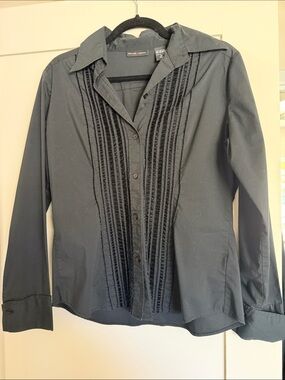 Black Front Button-Up Shirt